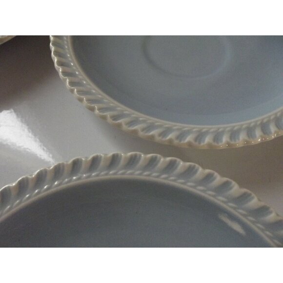 Harkerware Saucers Lot of 6 Vintage Pottery Chesterson Blue White 6-1/4" - Picture 4 of 8